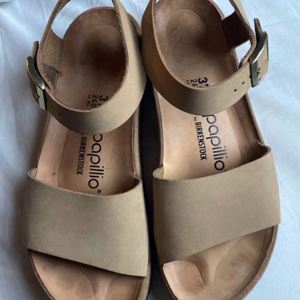 Papillio by Birkenstock Taupe Nubuck Glenda Ankle Strap Sandals